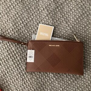 Michael Kors Perforated Tan Wristlet